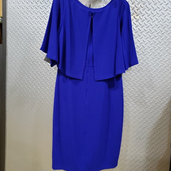 NWT SANGRIA cobalt blue dress with stunning overlay (10) - Picture 6 of 12